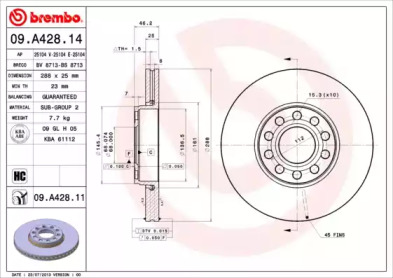 Тормозной диск (A.B.S.: 09.A428.11)