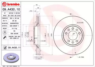 Тормозной диск (A.B.S.: 09.A430.10)