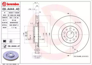 Тормозной диск (A.B.S.: 09.A444.40)