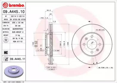 Тормозной диск (A.B.S.: 09.A445.10)