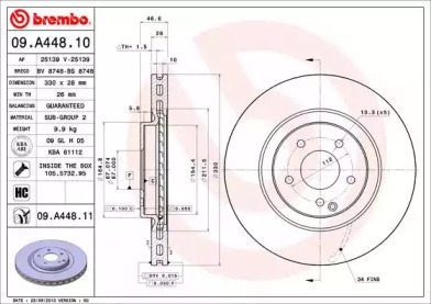 Тормозной диск (A.B.S.: 09.A448.11)