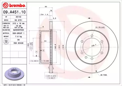 Тормозной диск (A.B.S.: 09.A451.10)