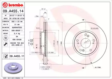 Тормозной диск (A.B.S.: 09.A455.14)