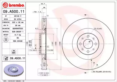 Тормозной диск (A.B.S.: 09.A500.11)