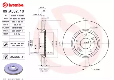 Тормозной диск (A.B.S.: 09.A532.10)