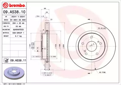 Тормозной диск (A.B.S.: 09.A538.10)