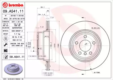 Тормозной диск (A.B.S.: 09.A541.11)