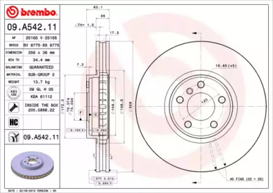 Тормозной диск (A.B.S.: 09.A542.11)