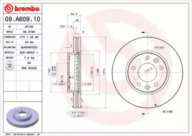 Тормозной диск (A.B.S.: 09.A609.10)