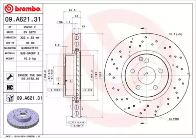 Тормозной диск (A.B.S.: 09.A621.31)