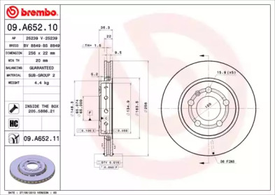 Тормозной диск (A.B.S.: 09.A652.11)