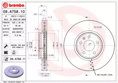 Тормозной диск (A.B.S.: 09.A758.11)