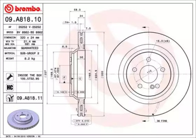 Тормозной диск (A.B.S.: 09.A818.11)