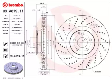 Тормозной диск (A.B.S.: 09.A819.11)