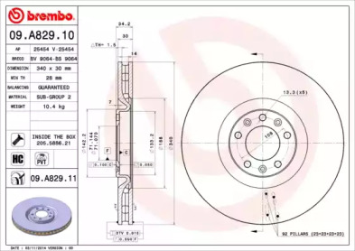 Тормозной диск (A.B.S.: 09.A829.11)