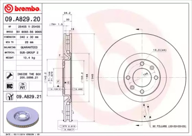 Тормозной диск (A.B.S.: 09.A829.21)