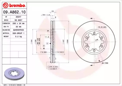 Тормозной диск (A.B.S.: 09.A862.10)