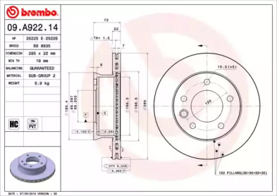 Тормозной диск (A.B.S.: 09.A922.14)