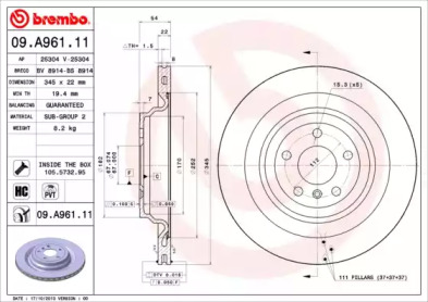 Тормозной диск (A.B.S.: 09.A961.11)