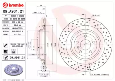 Тормозной диск (A.B.S.: 09.A961.21)