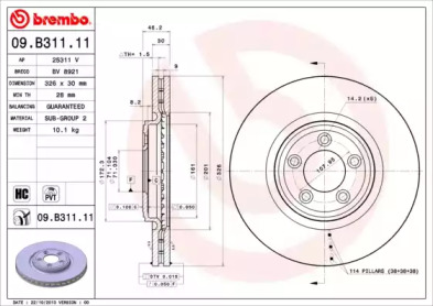 Тормозной диск (A.B.S.: 09.B311.11)