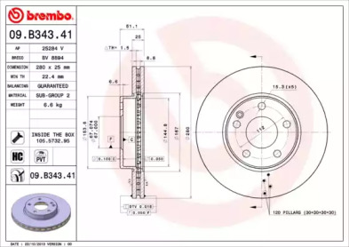 Тормозной диск (A.B.S.: 09.B343.41)