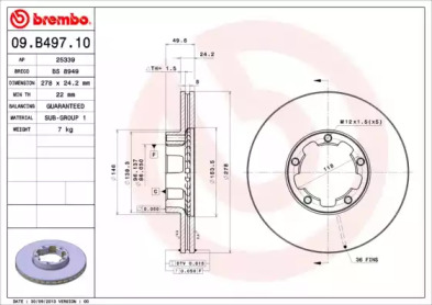 Тормозной диск (A.B.S.: 09.B497.10)