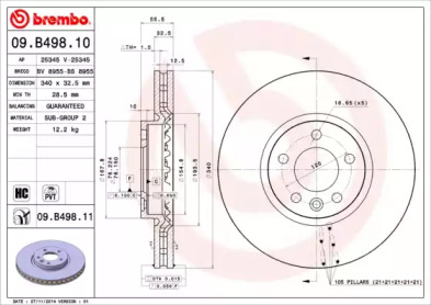 Тормозной диск (A.B.S.: 09.B498.10)