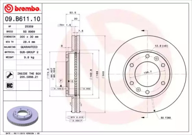 Тормозной диск (A.B.S.: 09.B611.10)