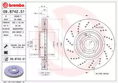 Тормозной диск (A.B.S.: 09.B742.51)