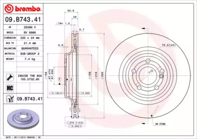 Тормозной диск (A.B.S.: 09.B743.41)