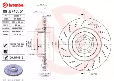 Тормозной диск (A.B.S.: 09.B746.51)