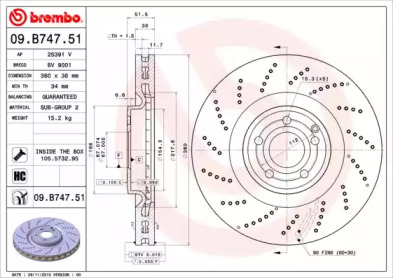 Тормозной диск (A.B.S.: 09.B747.51)