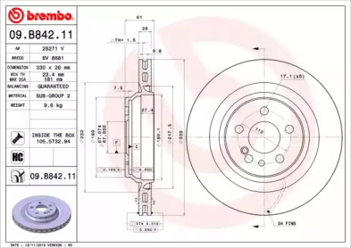 Тормозной диск (A.B.S.: 09.B842.11)