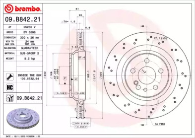 Тормозной диск (A.B.S.: 09.B842.21)