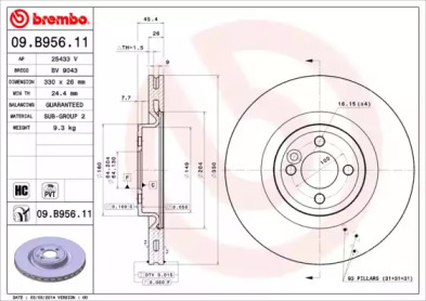 Тормозной диск (A.B.S.: 09.B956.11)