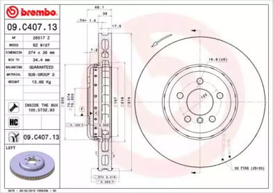 Тормозной диск (A.B.S.: 09.C407.13)