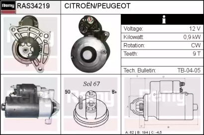 Стартер (REMY: RAS34219)