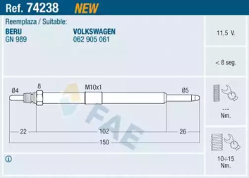 Свеча накаливания (FAE: 74238)