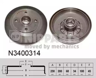 Тормозный барабан (NIPPARTS: N3400314)