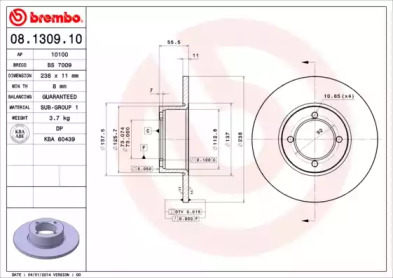 Тормозной диск (BRECO: BS 7009)