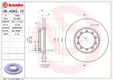 Тормозной диск (BRECO: BS 6055)