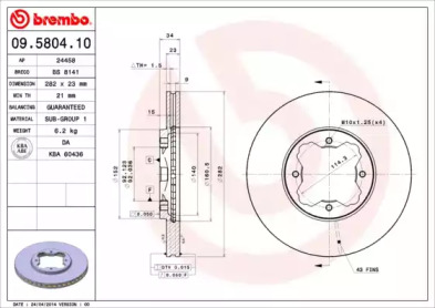 Тормозной диск (BRECO: BS 8141)