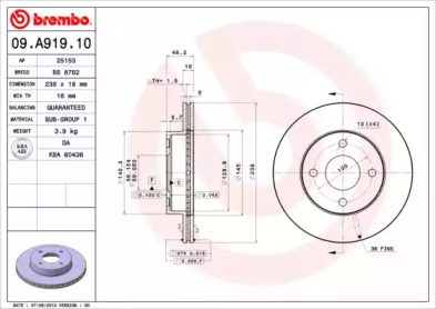 Тормозной диск (BRECO: BS 8762)