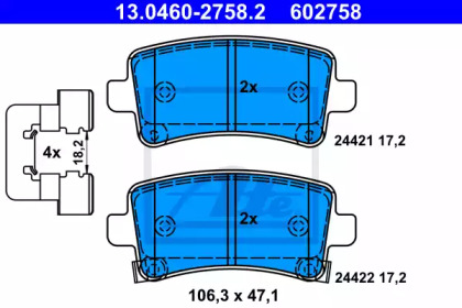 Комплект тормозных колодок (ATE: 13.0460-2758.2)