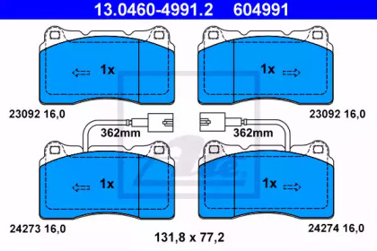 Комплект тормозных колодок (ATE: 13.0460-4991.2)