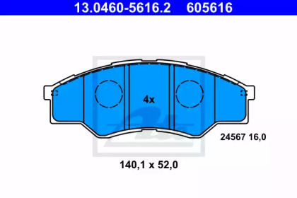 Комплект тормозных колодок (ATE: 13.0460-5616.2)