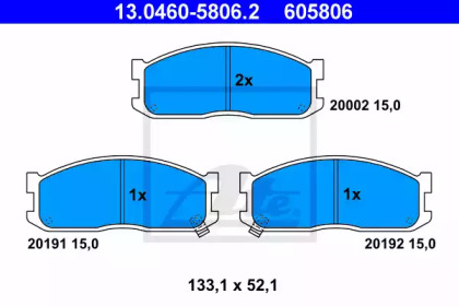 Комплект тормозных колодок (ATE: 13.0460-5806.2)