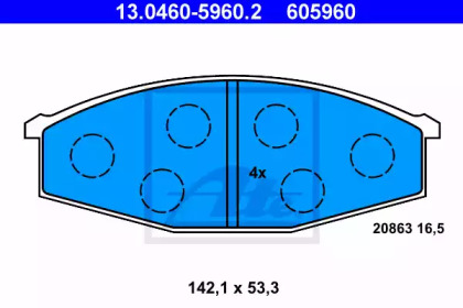 Комплект тормозных колодок (ATE: 13.0460-5960.2)