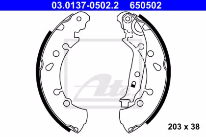 Комлект тормозных накладок (ATE: 03.0137-0502.2)